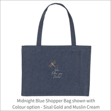 Load image into Gallery viewer, Organic Shopper Bag &#39;Dragonfly&#39; and &#39;Follow your Dreams&#39; - Personalised Embroidered
