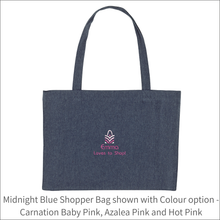 Load image into Gallery viewer, Organic Shopper Bag &#39;Loves to Shop&#39; - Personalised Embroidered
