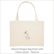 Load image into Gallery viewer, Organic Shopper Bag &#39;Dragonfly&#39; and &#39;Follow your Dreams&#39; - Personalised Embroidered
