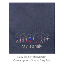 Load image into Gallery viewer, Jersey Blanket &#39;My Family&#39; - Personalised Embroidered
