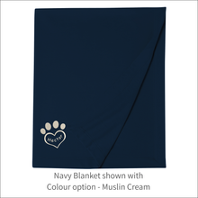 Load image into Gallery viewer, Jersey Blanket &#39;Paw Heart&#39; - Personalised Embroidered
