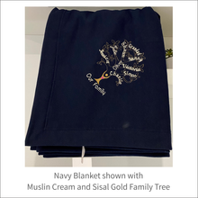 Load image into Gallery viewer, Jersey Blanket &#39;Family Tree&#39; - Personalised Embroidered
