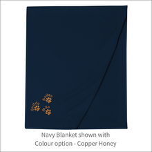 Load image into Gallery viewer, Jersey Blanket &#39;Three Paw &amp; Name&#39; - Personalised Embroidered
