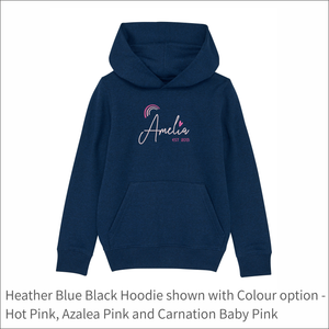 Kids Organic Hoodie 'Rainbow'- Personalised Embroidered