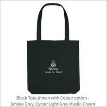 Load image into Gallery viewer, Organic Tote Bag &#39;Loves to Shop&#39; - Personalised Embroidered
