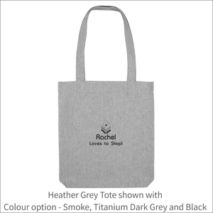 Organic Tote Bag 'Loves to Shop' - Personalised Embroidered