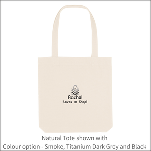 Organic Tote Bag 'Loves to Shop' - Personalised Embroidered