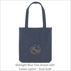 Organic Tote Bag 'Wedding Initials'- Personalised Embroidered