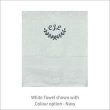 Load image into Gallery viewer, Soft and Fluffy &#39;Initials&#39; Dainty Leaf Design Towel
