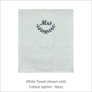 Soft and Fluffy 'Mr' 'Mrs' Dainty Leaf Design Towel