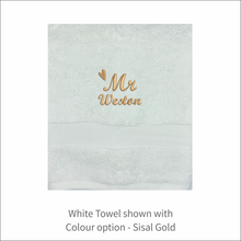 Load image into Gallery viewer, Soft and Fluffy &#39;Mr&#39; &#39;Mrs&#39; Name Design Towel
