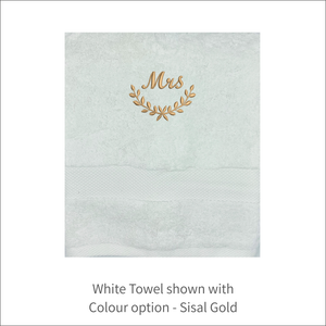 Soft and Fluffy 'Mr' 'Mrs' Dainty Leaf Design Towel