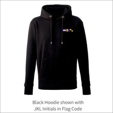 Load image into Gallery viewer, Unisex Organic Soft Luxuriously Thick Hoodie - &#39;Nautical Flags&#39; Personalised Embroidered
