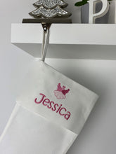 Load image into Gallery viewer, Christmas Stocking Ivory with Pink Tones - Personalised Embroidered
