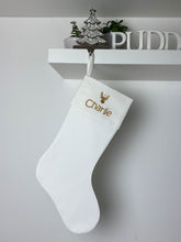 Load image into Gallery viewer, Christmas Stocking Ivory with Gold Tones - Personalised Embroidered
