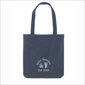 Organic Tote Bag 'Baby Name'- Personalised Embroidered