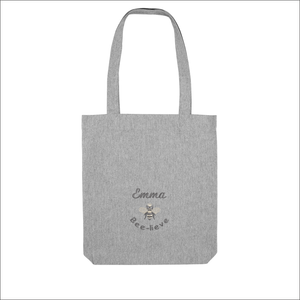 Organic Tote Bag 'Name' and 'Bee' - Personalised Embroidered