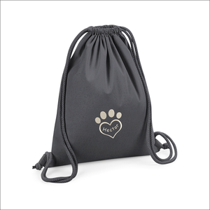 Organic Cotton Bag 'Paw Heart' - Personalised Embroidered