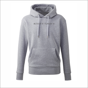 Unisex Organic Soft Luxuriously Thick Hoodie - 'GPS Coordinates' Personalised Embroidered