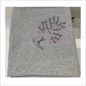 Jersey Blanket 'Family Tree' - Personalised Embroidered