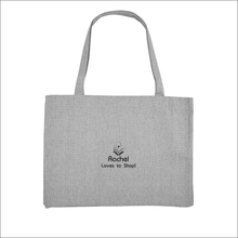 Load image into Gallery viewer, Organic Shopper Bag &#39;Loves to Shop&#39; - Personalised Embroidered
