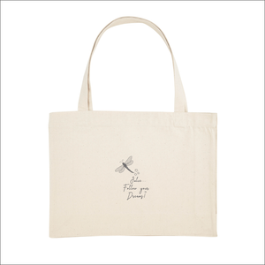 Organic Shopper Bag 'Dragonfly' and 'Follow your Dreams' - Personalised Embroidered