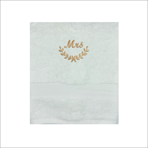 Soft and Fluffy 'Mr' 'Mrs' Dainty Leaf Design Towel