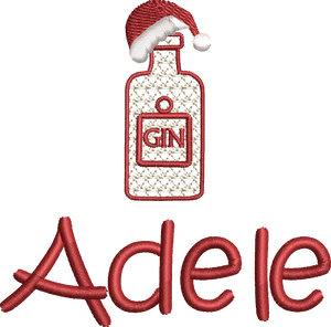 Christmas Stocking Red / White with Xmas Tones - Personalised Embroidered