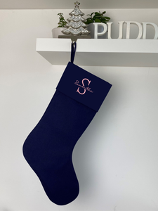 Christmas Stocking with Name and Initial - Personalised Embroidered