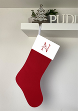 Load image into Gallery viewer, Christmas Stocking with Name and Initial - Personalised Embroidered
