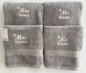 Soft and Fluffy 'Mr' 'Mrs' Name Design Towel