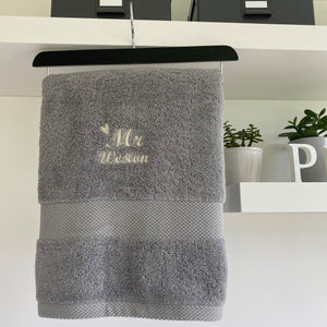 Soft and Fluffy 'Mr' 'Mrs' Name Design Towel